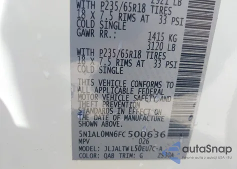2015 Infiniti Qx60 from USA, damaged, VIN 5N1AL0MN6FC500636